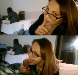 Tarada chupando o marido da amiga do lado dela sem ela ver